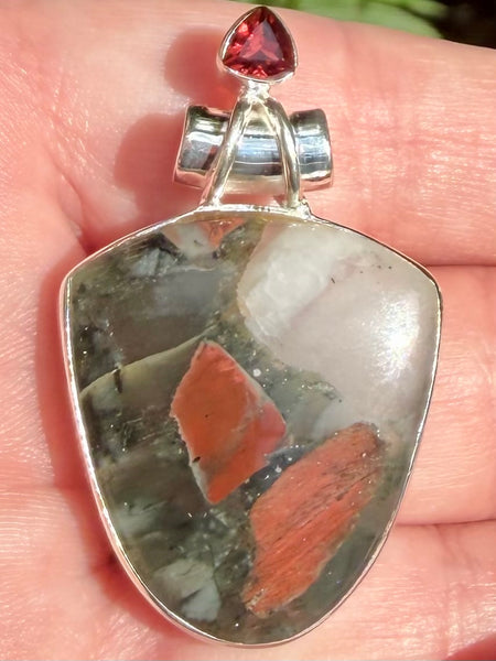 African Bloodstone and Garnet Pendant