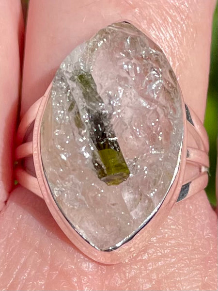 Green Tourmaline in Quartz Ring Size 9 - Morganna’s Treasures 