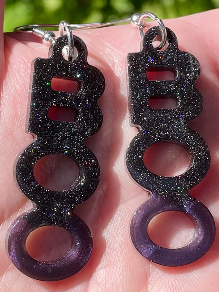 BOO Sparkle Resin Earrings - Morganna’s Treasures