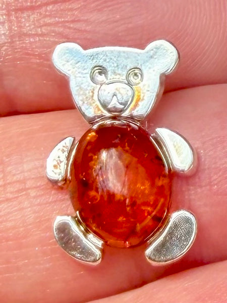 Baltic Amber Teddy Bear Pendant