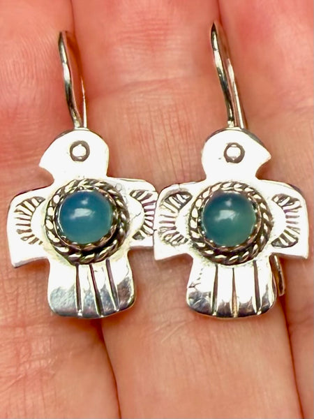 Blue Chalcedony Bird Earrings