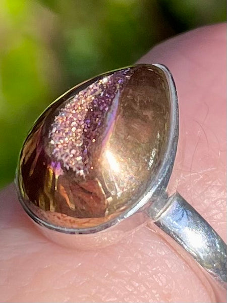 Rose Titanium Aura Quartz Druzy Ring Size 6