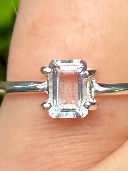 Faceted Clear Quartz Ring Size 7