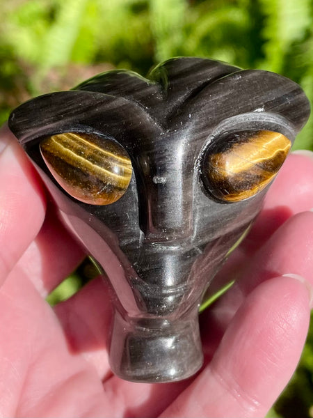 Silver Sheen Obsidian and Tigers Eye Alien - Morganna’s Treasures