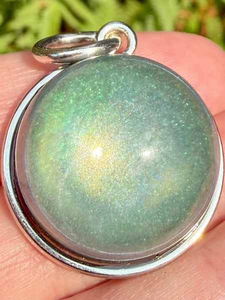 "Guardian" Rainbow Hematite, Smoky Quartz, Black Tourmaline, Selenite, Aluminum & Quartz Orgonite Pendant - Morganna’s Treasures