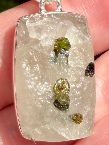 Rough Green Tourmaline in Quartz Pendant - Morganna’s Treasures
