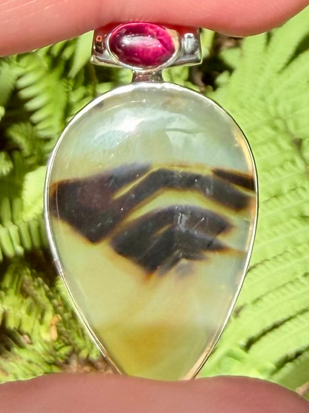 Beautiful Montana Agate and Garnet Pendant