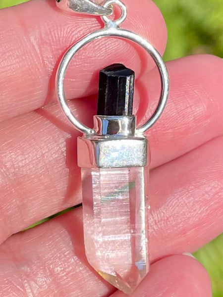 Black Tourmaline and Lemurian Quartz Pendant - Morganna’s Treasures