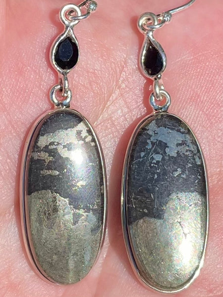 Pyrite in Magnetite (Healer's Gold) and Black Onyx Earrings - Morganna’s Treasures 