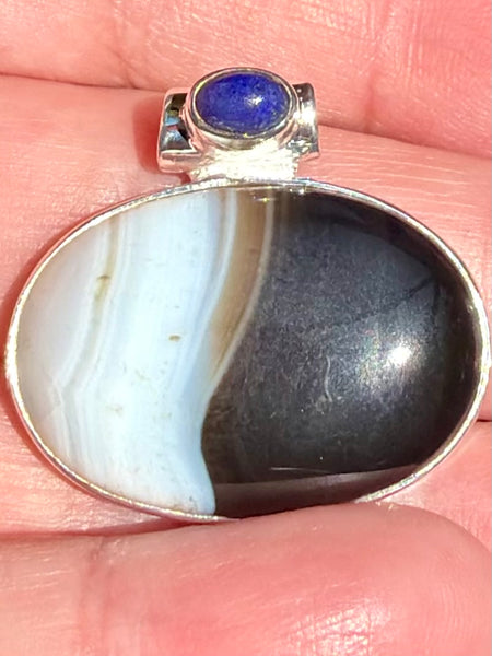 Botswana Agate and Lapis Lazuli Pendant