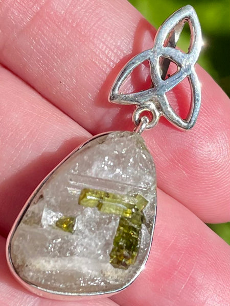 Celtic Green Tourmaline in Quartz Pendant - Morganna’s Treasures 