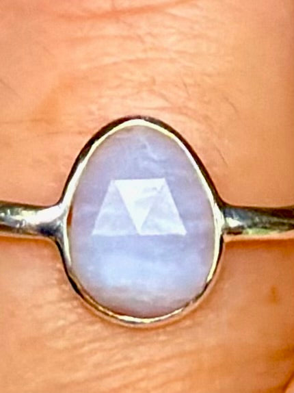 Faceted Blue Lace Agate Ring Size 7