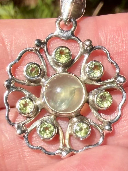 Prehnite and Peridot Pendant