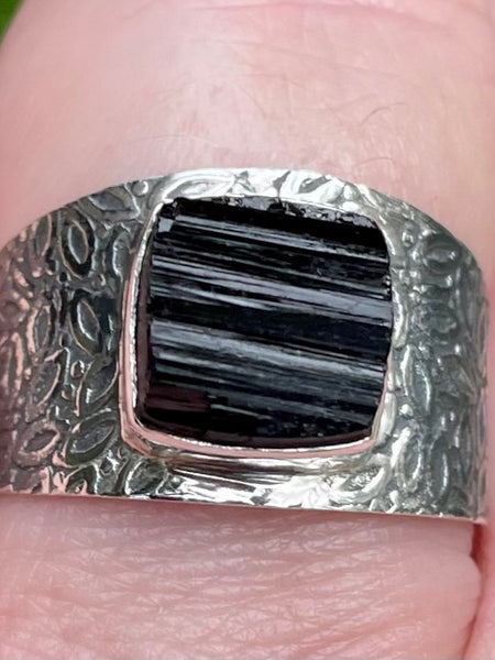 Rough Black Tourmaline Ring Size 9 - Morganna’s Treasures 