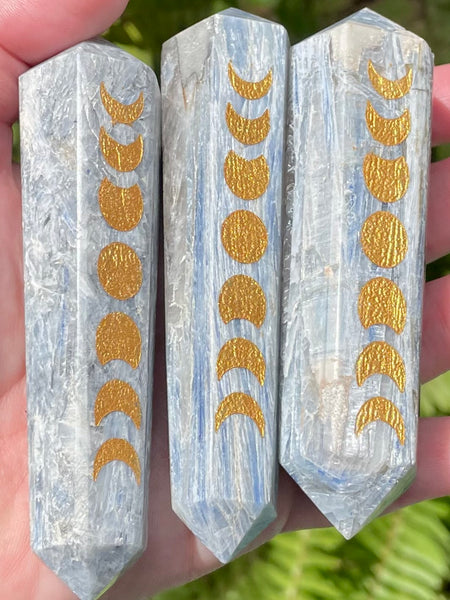 Double Terminated Blue Kyanite Moon Phase Wand - Morganna’s Treasures