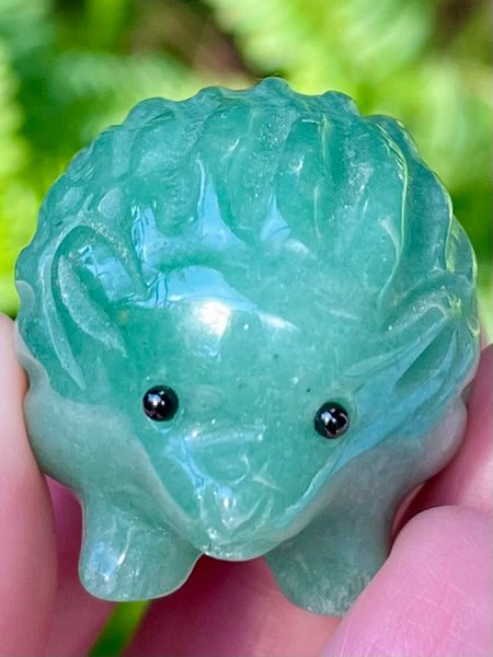 Green Aventurine and Black Tourmaline Carved Hedgehog - Morganna’s Treasures