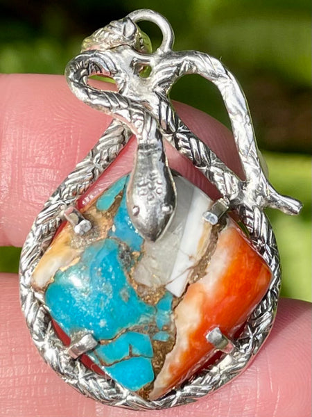 Spiny Oyster and Arizona Turquoise Pendant - Morganna’s Treasures 