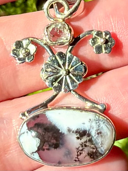 Merlinite and Herkimer Diamond Pendant