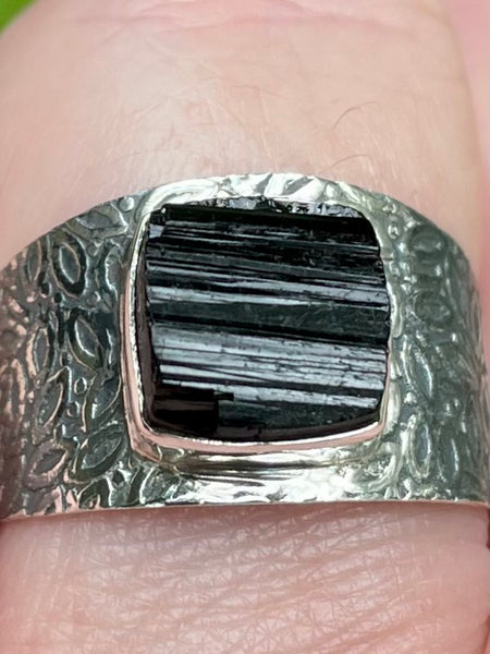 Rough Black Tourmaline Ring Size 9 - Morganna’s Treasures 