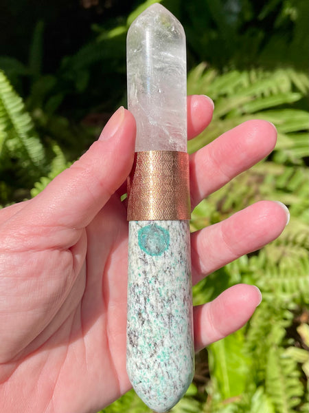 K2 Azurite and Clear Quartz Crystal Massage Wand - Morganna’s Treasures