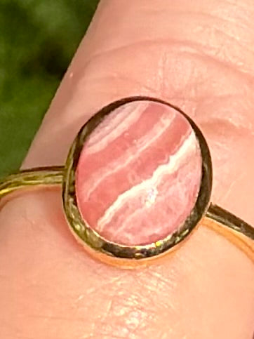18K Gold over Sterling Silver Rhodochrosite Ring Size 8