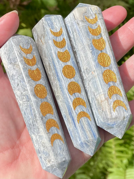 Double Terminated Blue Kyanite Moon Phase Wand - Morganna’s Treasures