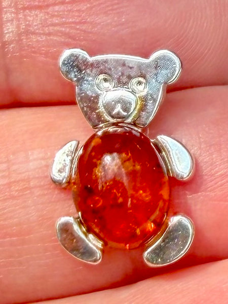 Baltic Amber Teddy Bear Pendant