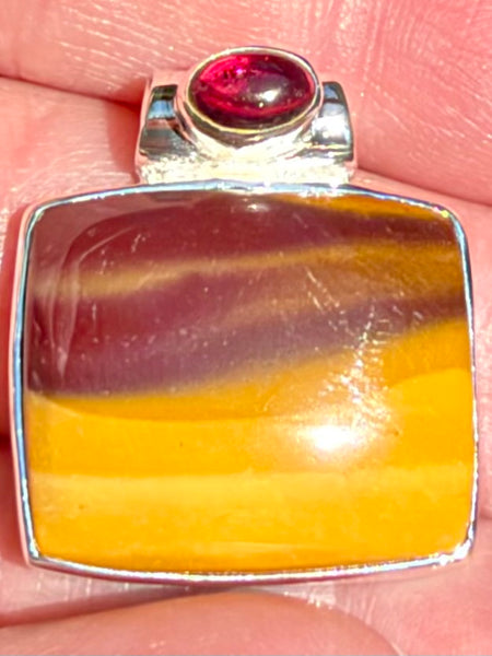 Mookaite Jasper and Garnet Pendant