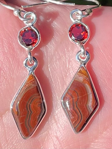 Mexican Laguna Lace Agate and Garnet Earrings