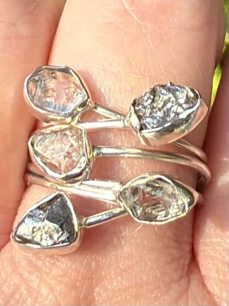 Herkimer Diamond and Meteorite Ring Size 8.5 - Morganna’s Treasures