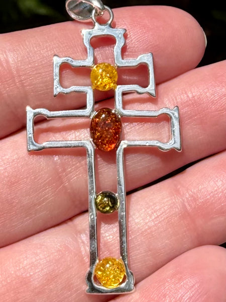 Gorgeous Baltic Amber Cross Pendant