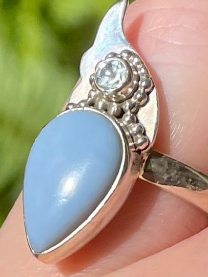 Blue Owyhee Opal and Blue Topaz Ring Size 7 - Morganna’s Treasures 