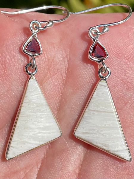 Scolecite and Garnet Earrings - Morganna’s Treasures 