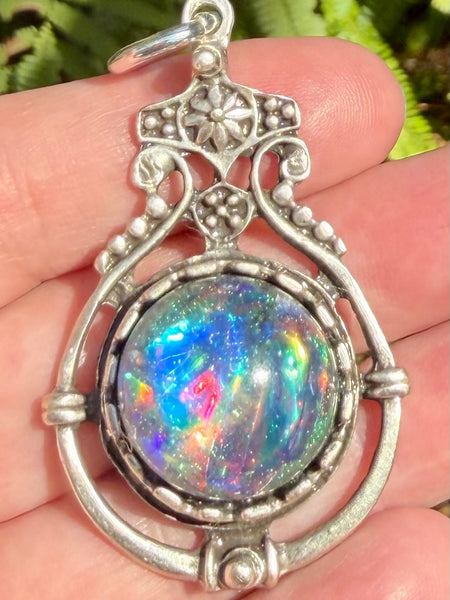 "Celestial" Blue Apatite, Peruvian Chrysocolla, Azurite, Jet, Moonstone, Selenite, Clear Quartz and Aluminum Orgonite Pendant - Morganna’s Treasures