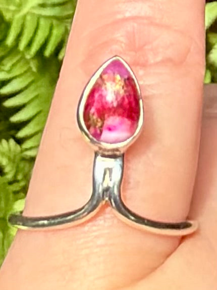 Pink Dahlia Turquoise Ring Size 7