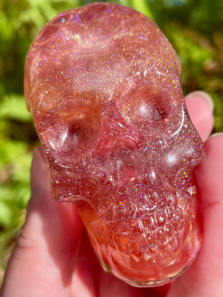 “Nymph” Large Garnet, Rose Quartz, Strawberry Quartz, Opalite, Clear Quartz & Copper Orgonite Skull (Copy) - Morganna’s Treasures