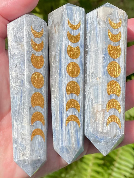 Double Terminated Blue Kyanite Moon Phase Wand - Morganna’s Treasures