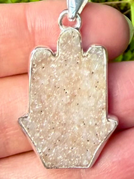 Natural Agate Druzy Hamsa Hand Pendant - Morganna’s Treasures