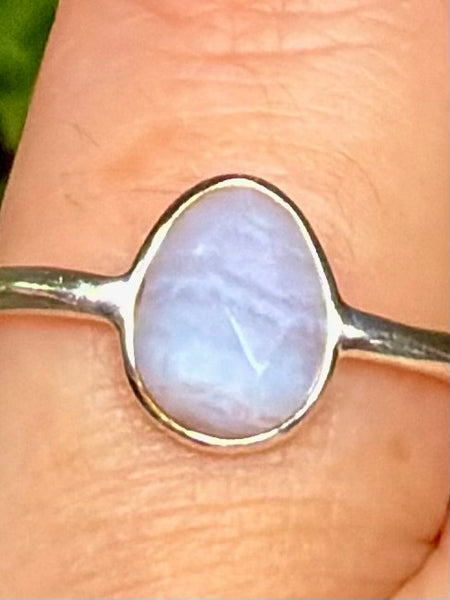 Faceted Blue Lace Agate Ring Size 7
