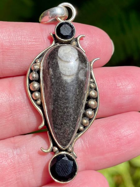 Orthoceras and Black Onyx Pendant - Morganna’s Treasures 