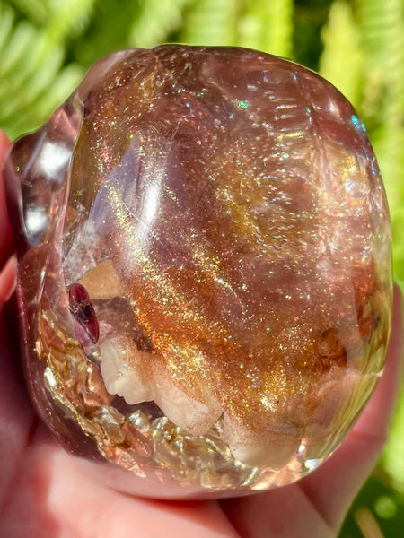 “Mystic” Large Garnet, Smoky Quartz, Red Aventurine, Tigers Eye, Moonstone, Red Jasper, Clear Quartz & Copper Orgonite Skull - Morganna’s Treasures 