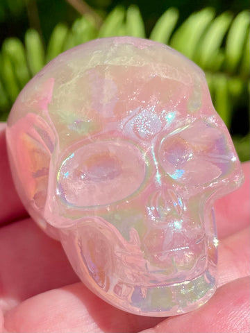 Pink Angel Aura Quartz Skull - Morganna’s Treasures 