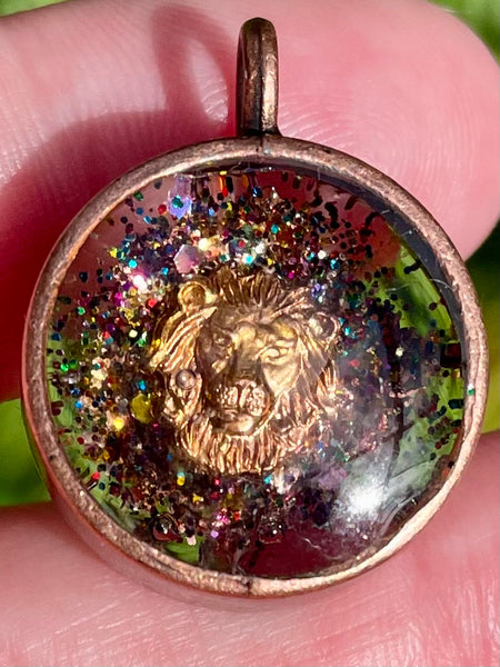 “Lion’s Roar” Copper, Black Obsidian, Selenite, Moonstone & Quartz Orgonite Pendant - Morganna’s Treasures 