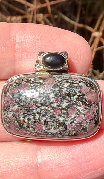 Russian Eudialyte and Black Onyx Pendant - Morganna’s Treasures