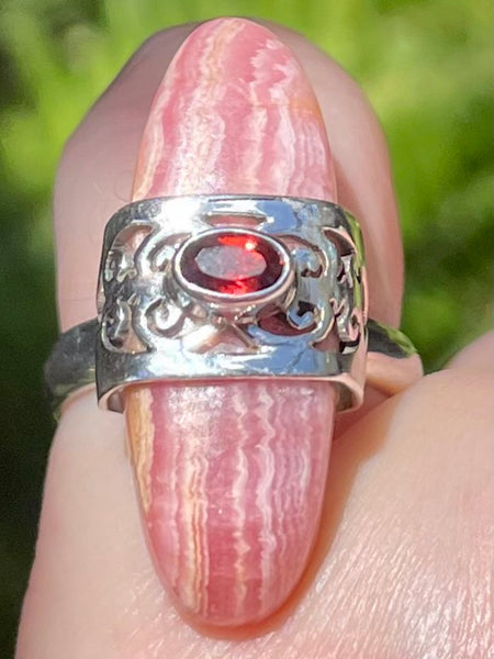 Rhodochrosite and Garnet Ring Size 6.5 - Morganna’s Treasures 