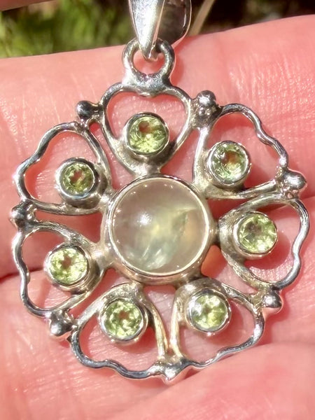 Prehnite and Peridot Pendant