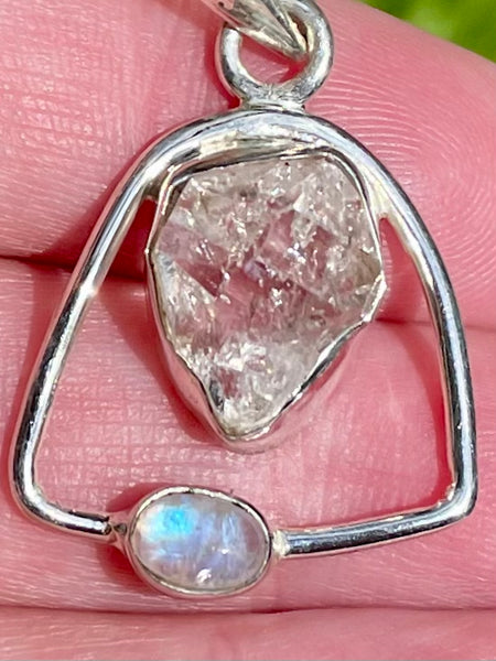 Rainbow Moonstone and Herkimer Diamond Pendant - Morganna’s Treasures 