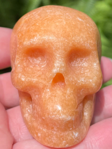 Carved Orange Calcite Skull - Morganna’s Treasures 