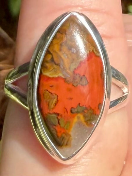 Red Seam Agate Ring Size 5.5
