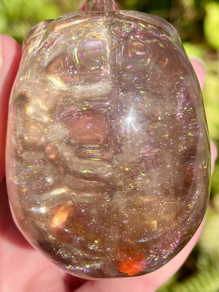 “Visionary” Large Garnet, Rose Quartz, Red Jasper, Clear Quartz & Copper Orgonite Skull